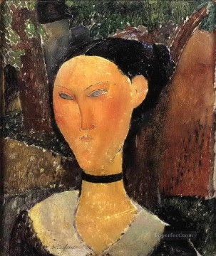 mujer con cinta de terciopelo el borde negro 1915 Amedeo Modigliani Pinturas al óleo